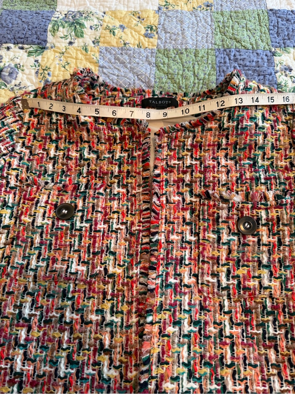 Talbots Multi Color Candy Tweed Fringe Topper Size 16 - Picture 10 of 16